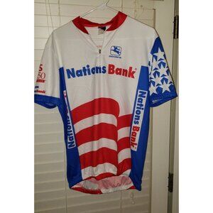 vintage GIORDANA NATIONS BANK mens cycling jersey 2XL preowned 1/4 zip w/defect